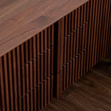 セラン ローボード（Serein Lowboard）｜天然木無垢材の縦格子が美しい、モダンリビングを格上げする国産サイドボードの画像