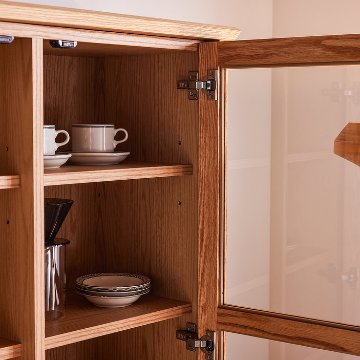 パラディ 90 キャビネット（ハイ）｜無垢材×ラタン意匠の重厚な美学・日本製・完成品・選べる3素材の画像