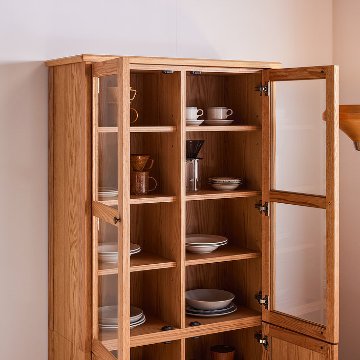 パラディ 90 キャビネット（ハイ）｜無垢材×ラタン意匠の重厚な美学・日本製・完成品・選べる3素材の画像