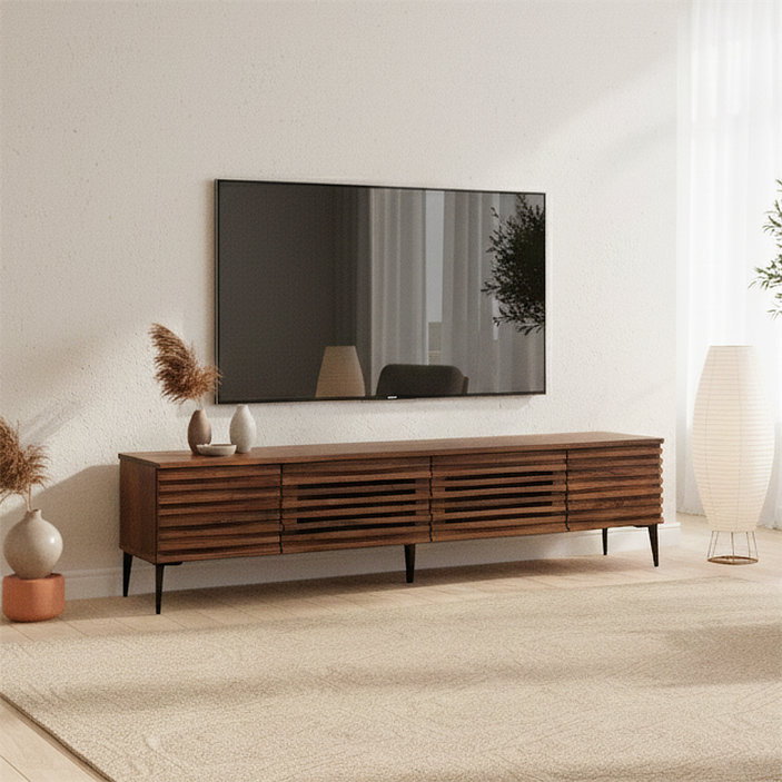 リップル（Ripple）210 TVスタンド ｜ シリーズ最大210.4cm。超大型テレビを支える圧倒的な風格と、壁面を芸術に変えるリップル加工【国産・完成品】の画像