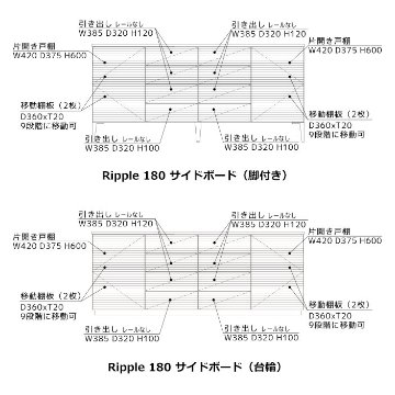 リップル（Ripple）180 サイドボード ｜ 圧巻のスケールで描く無垢の造形美。空間を支配する、最高峰のリビングボード。【国産・完成品】の画像