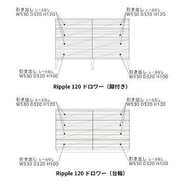 リップル（Ripple）120 ドロワー ｜ 雄大な自然を映す波紋のチェスト。8杯の引出しが叶える、贅沢な分類収納。【国産・完成品】の画像