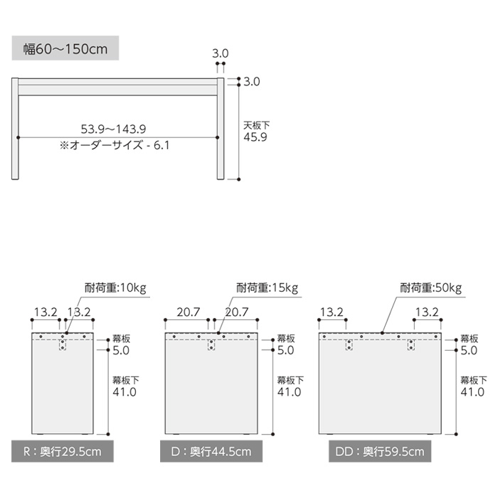 OC オーダーコンソール 高さ49.2cm 幅91～150cm 奥行き29.5cmの画像