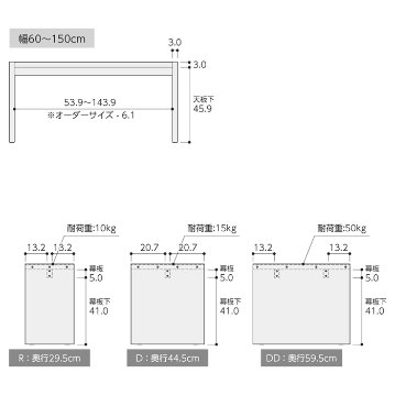 OC オーダーコンソール 高さ49.2cm 幅91～150cm 奥行き29.5cmの画像