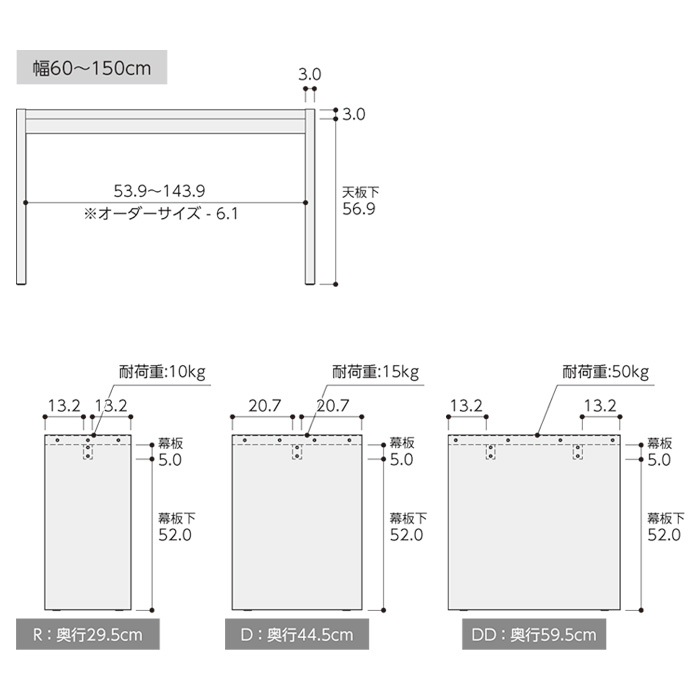 OC オーダーコンソール 高さ60.2cm 幅91～150cm 奥行き59.5cmの画像