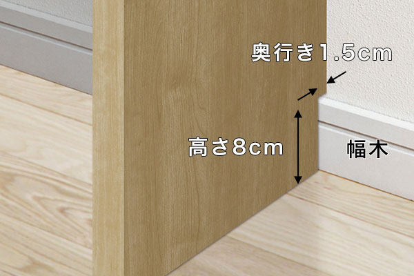 壁にぴったり設置できる幅木よけカット加工