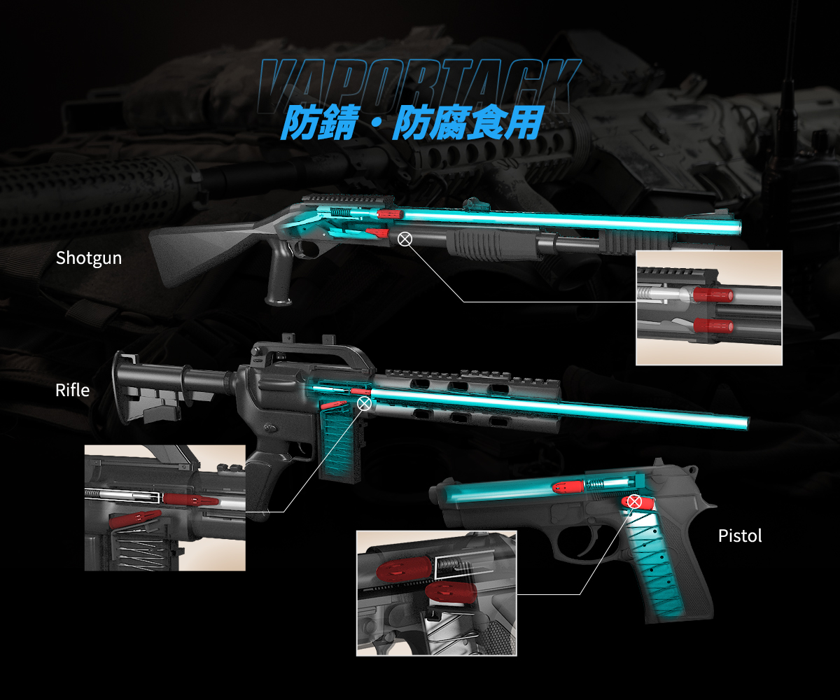SD SILENT DRY VAPORTACK　12 GA SHOTGUN 実弾型防錆・防腐食剤 V.C.I 2個入りの画像