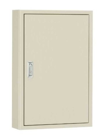 B12-45・盤用キャビネット（露出形 木製基板付 片扉）ライトベージュ塗装 フカサ120mm　【日東工業】の画像