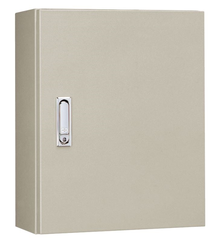 RA30-1414-2 制御盤キャビネット（水切構造 防塵 防水パッキン付 鉄製基板付 両扉）ライトベージュ塗装 フカサ300mm　日東工業の画像