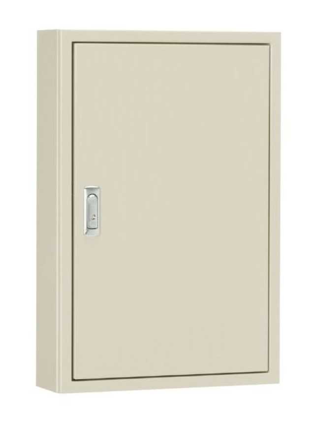 B16-108-2・盤用キャビネット（露出形 木製基板付 両扉）ライトベージュ塗装 フカサ160mm　【日東工業】の画像