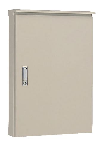 OR12-612 屋外用制御盤キャビネット（水切構造 防塵 防水パッキン付 鉄製基板付 片扉）ライトベージュ塗装 フカサ120mm  日東工業の画像