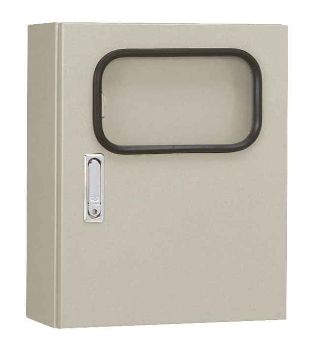 RAM20-57A 制御盤キャビネット（水切構造 防塵 防水パッキン付 鉄製基板付）ライトベージュ塗装 フカサ200mm 日東工業の画像