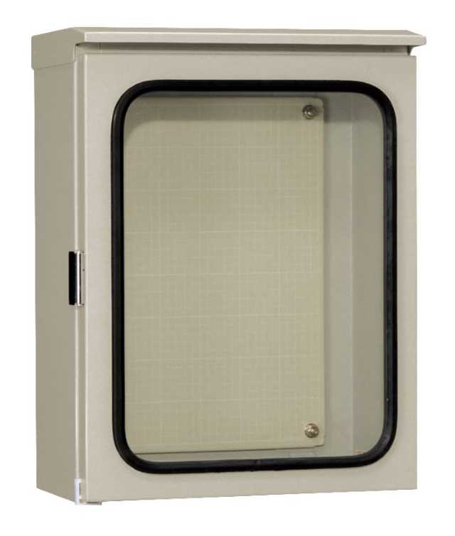 OW20-68A ウィンドウキャビネット（屋根付 水切構造 防塵 防水パッキン付 鉄製基板付）ライトベージュ塗装 フカサ200mm 日東工業の画像