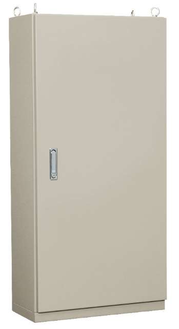 E35-1016A・自立制御盤キャビネット（基台付 鉄製基板付 両扉）ライトベージュ塗装 フカサ350mm　【日東工業】の画像