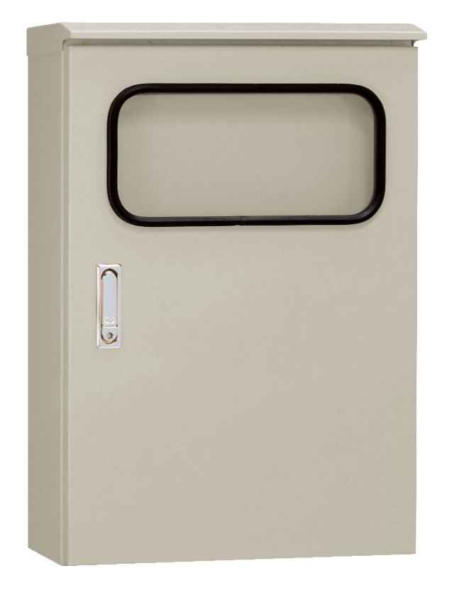 ORM20-59A 窓付屋外用制御盤キャビネット（水切構造 防塵 防水パッキン付 鉄製基板付 片扉）ライトベージュ塗装 フカサ200mm 日東工業の画像