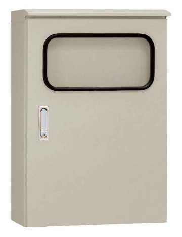 ORM20-59A 窓付屋外用制御盤キャビネット（水切構造 防塵 防水パッキン付 鉄製基板付 片扉）ライトベージュ塗装 フカサ200mm 日東工業の画像