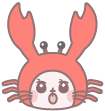 カニの着ぐるみをかぶったあるうさ