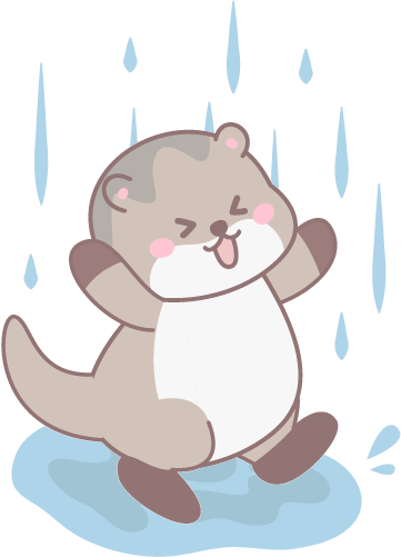 雨の中で喜ぶかわちゃん