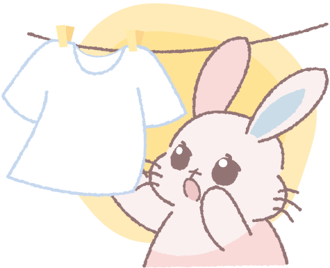 洗濯物を干すあるうさ