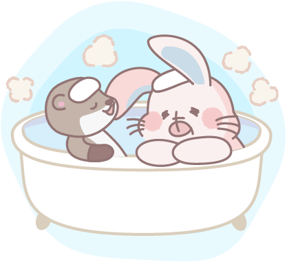 お風呂に入っているあるうさとかわちゃん