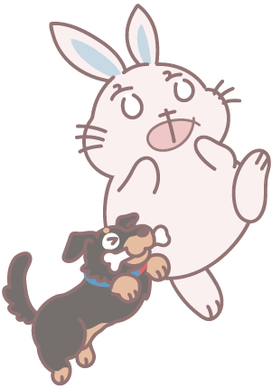 ジャンプするあるうさ＆くうちゃん