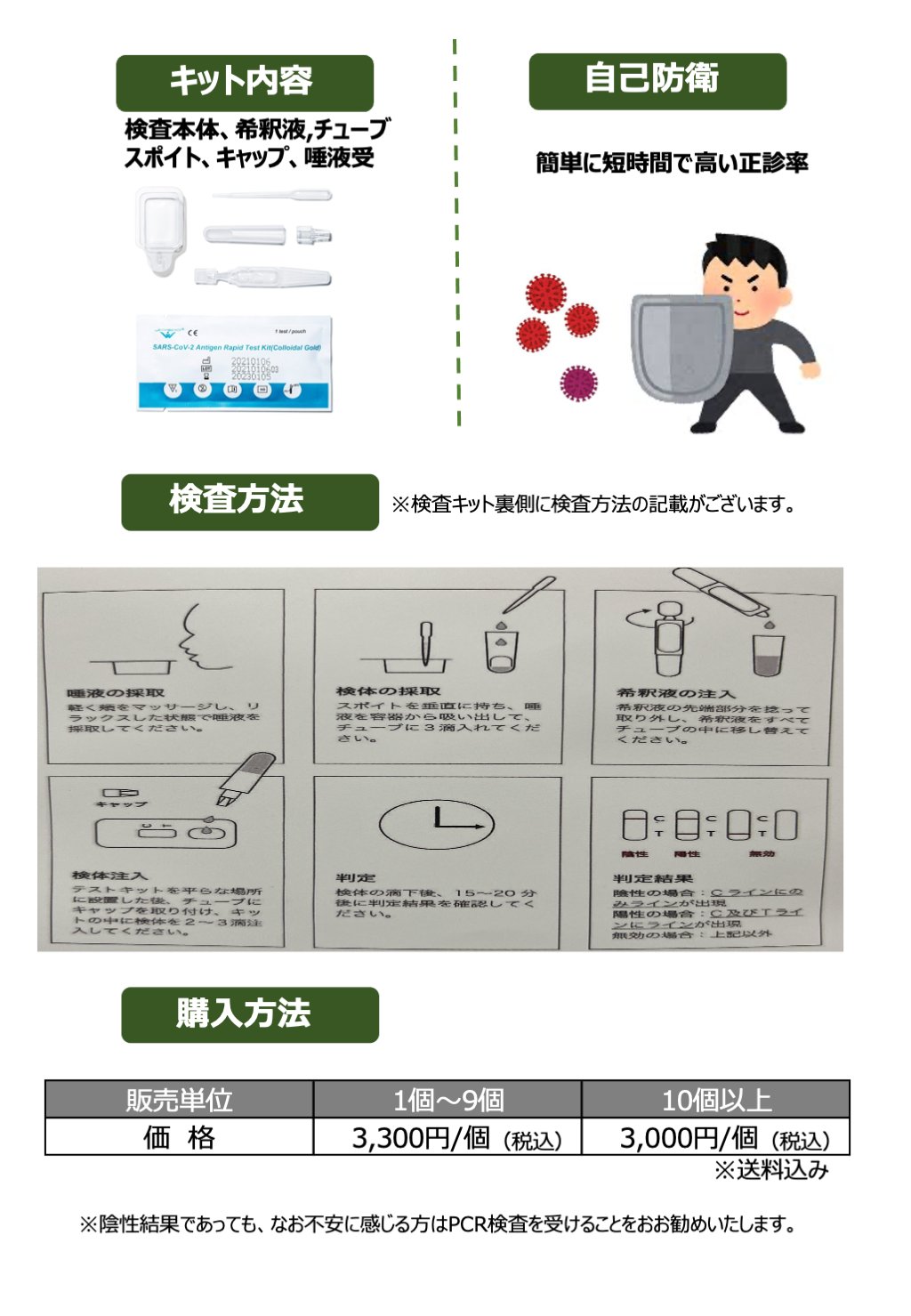 新型コロナウイルス抗原検査キット　1個〜９個の画像