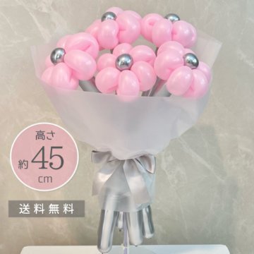 silver×pink balloon bouquetの画像