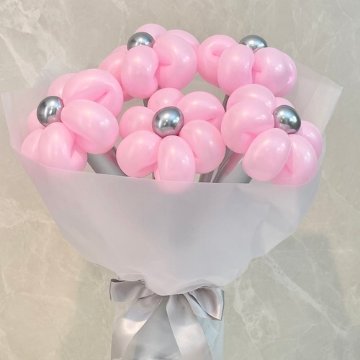 silver×pink balloon bouquetの画像