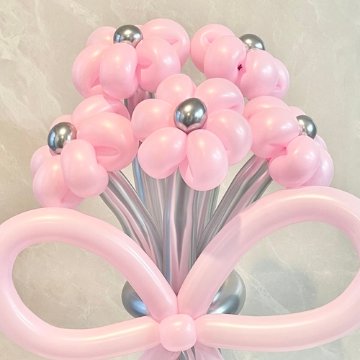 silver×pink balloon bouquetの画像