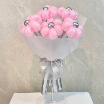 silver×pink balloon bouquetの画像