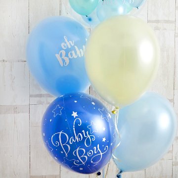 BABYバルーンでお祝いするBlue Baby Showerの画像