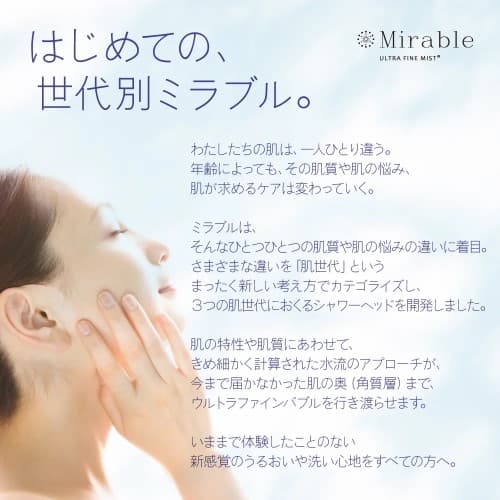 ミラブルシャワーヘッド「 ウルトラファインバブル・ミラブル艶(つや)」３モードで全身をじっくりとつややかに磨き上げるの画像