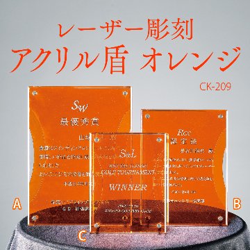 レーザー彫刻 アクリル盾（オレンジ） CK-209画像