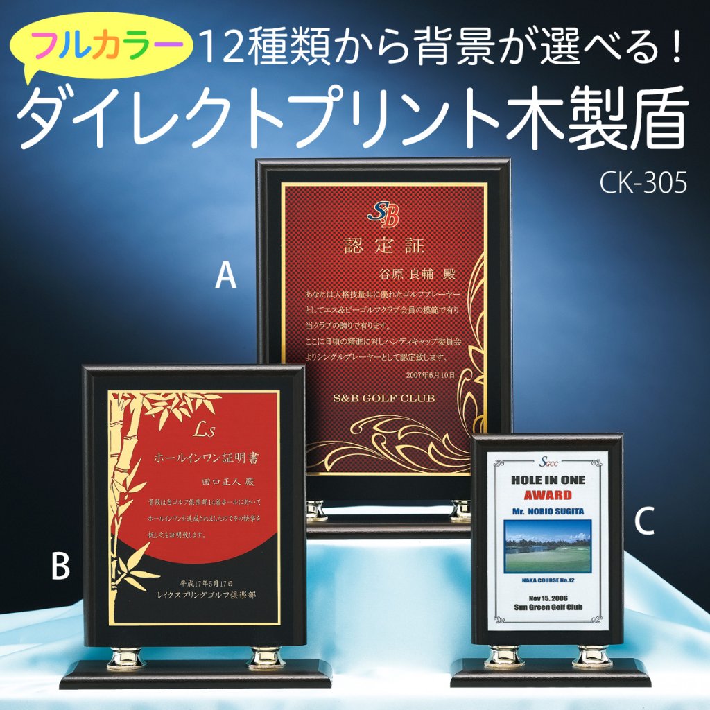 12種類から背景が選べる！フルカラーダイレクトプリント木製盾 CK-305の画像