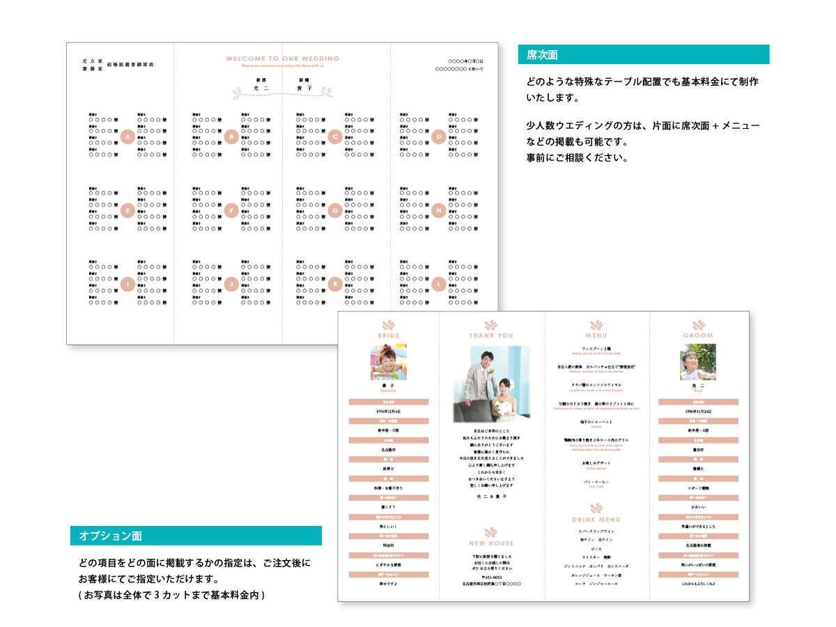【印刷込】席次表 セシル ピンク ※完成品の画像