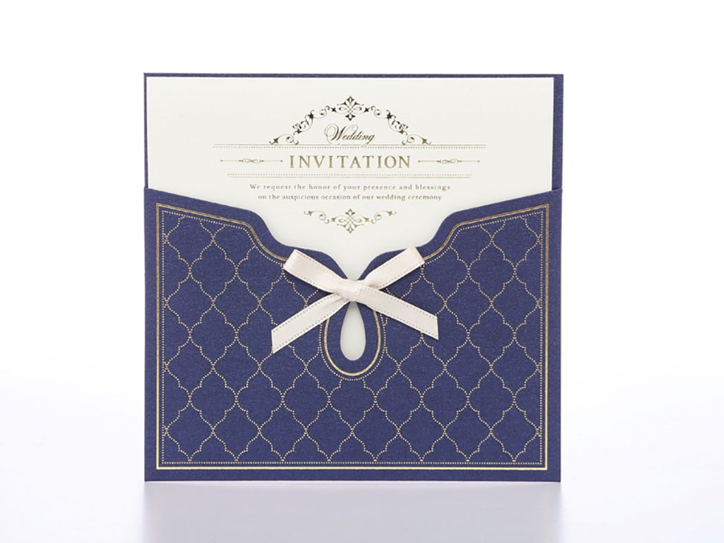【印刷込】招待状　アディール（ネイビー）※封筒宛名印刷可の画像