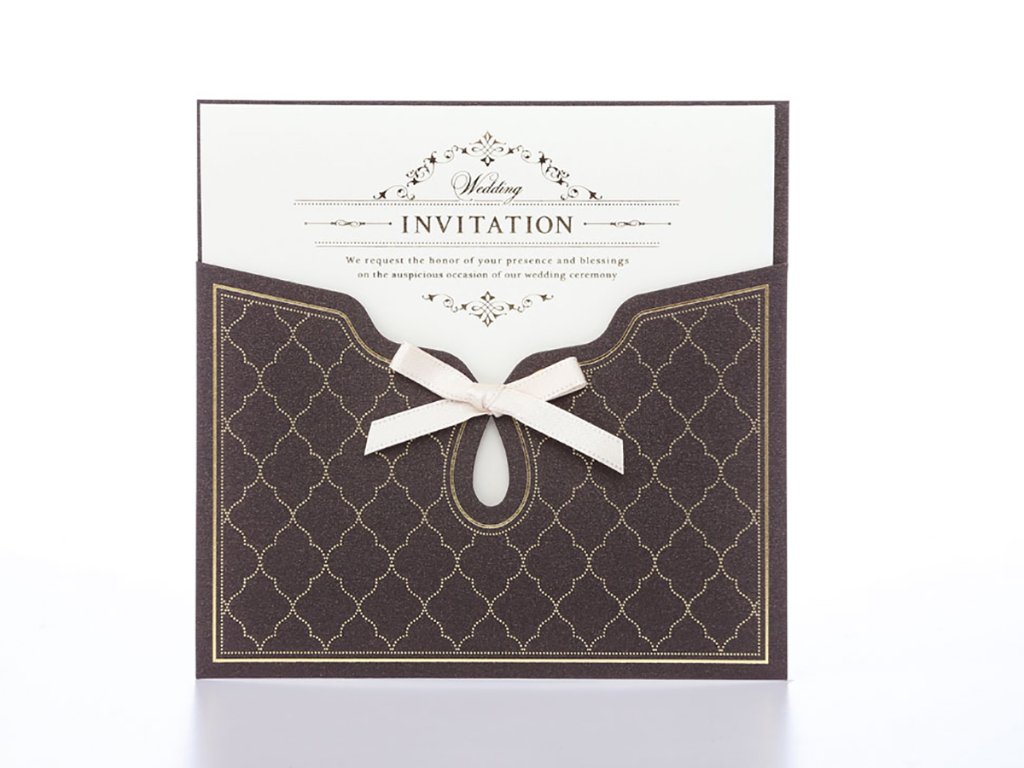 【印刷込】招待状　アディール（ブラウン）※封筒宛名印刷可の画像