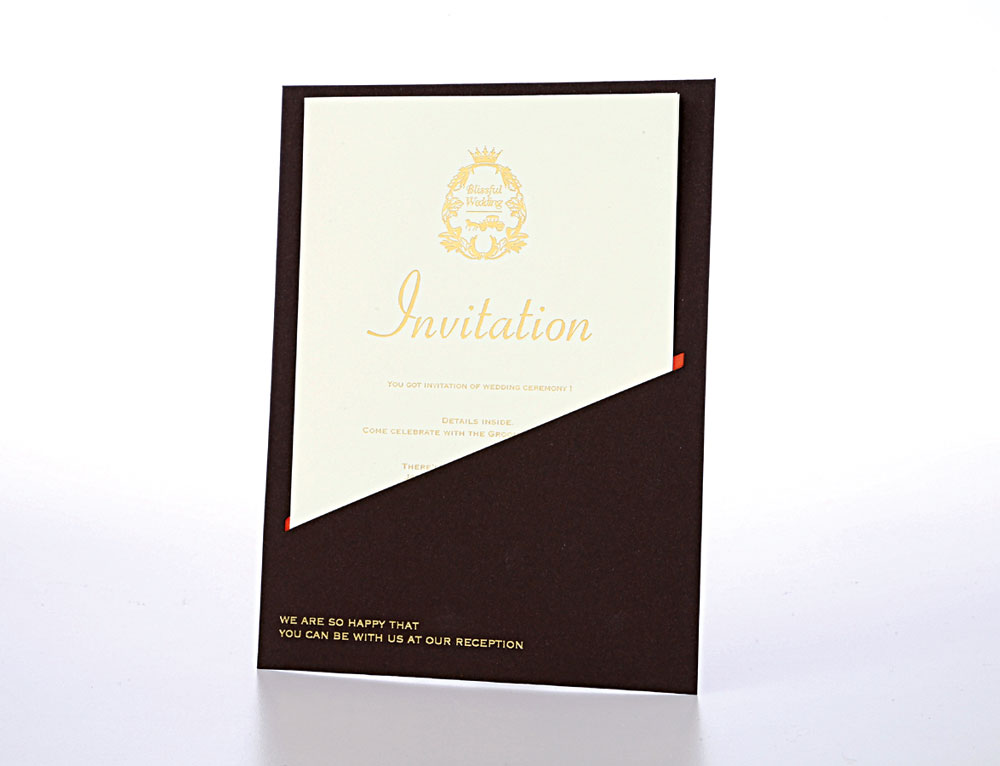 【印刷込】招待状　ポケット（ブラウン）の画像