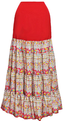 値下げ★フラメンコ　ファルダ新品未使用ハンドメイド青 赤 白ティアード 値下げ☆フラメンコ ファルダ新品未使用ハンドメイド青 赤 白