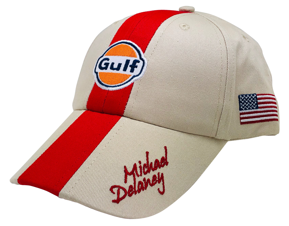 Gulf ガルフ モータースポーツ オフィシャル CAP サンドベージュ×レッド M.Delaney 画像