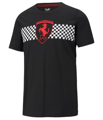 PUMA フェラーリ レースチェッカー Tシャツ ブラック画像