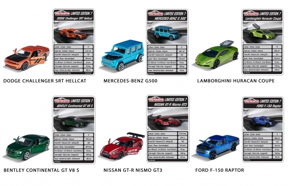 マジョレット 1/64 ダッジ / メルセデスベンツ / ランボルギーニウラカン / ベントレー / 日産 GT-R ニスモ GT3 / FORD ミニカー 6台セット画像