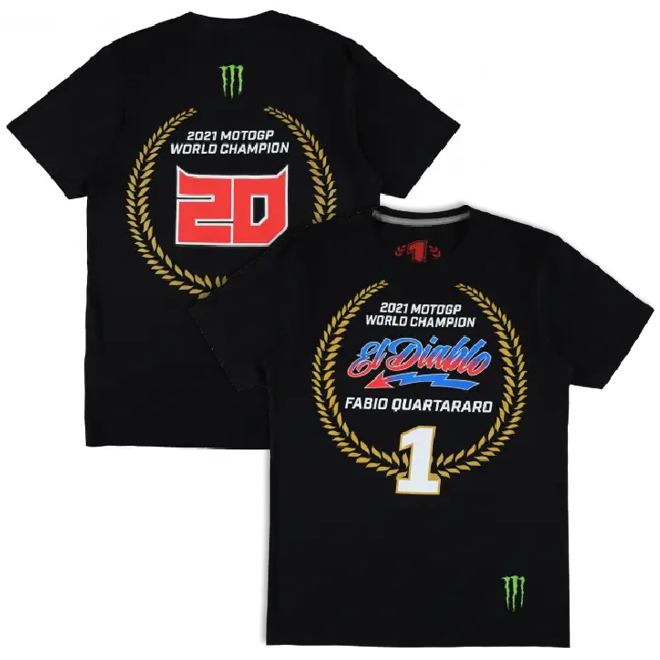 ファビオ クアルタラロ MotoGP 2021年 ワールドチャンピオン Tシャツ / ブラック画像