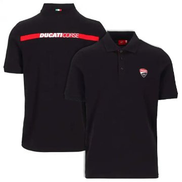 ドゥカティ DUCATI ストライプ ポロシャツ / ブラック画像