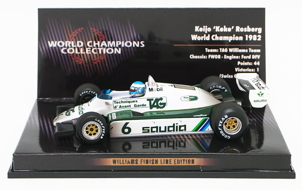 ミニチャンプス 1/43 TAG ウィリアムズ チーム FW08 1982年 F1チャンピオン ケケ ロズベルグ ウェザリング塗装 ワールドチャンピオンコレクション画像