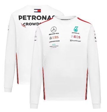 2023 メルセデス AMG ペトロナス チーム ロングスリーブ Tシャツ / ホワイト画像