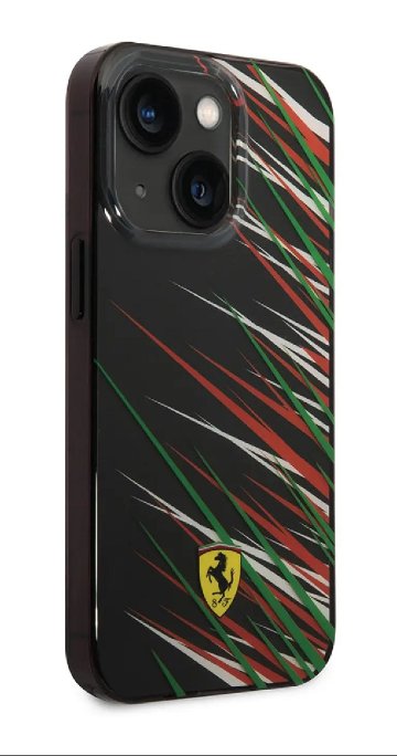 【 iPhone 14 用 】 フェラーリ TPU ダブルレイヤー グラス プリント ケース ブラック画像