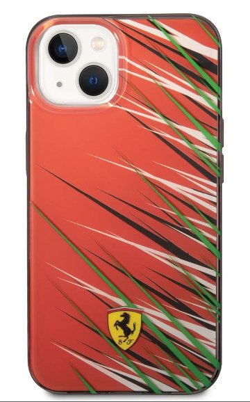 【 iPhone 14 用 】 フェラーリ TPU ダブルレイヤー グラス プリント ケース レッド画像