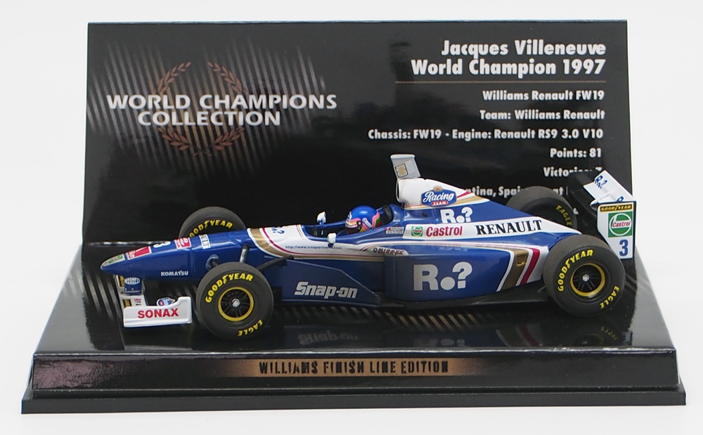 ミニチャンプス 1/43 ウィリアムズ ルノー FW19 ジャック ヴィルヌーヴ 1997年 ワールドチャンピオン ウェザリング仕様 モデルカー画像