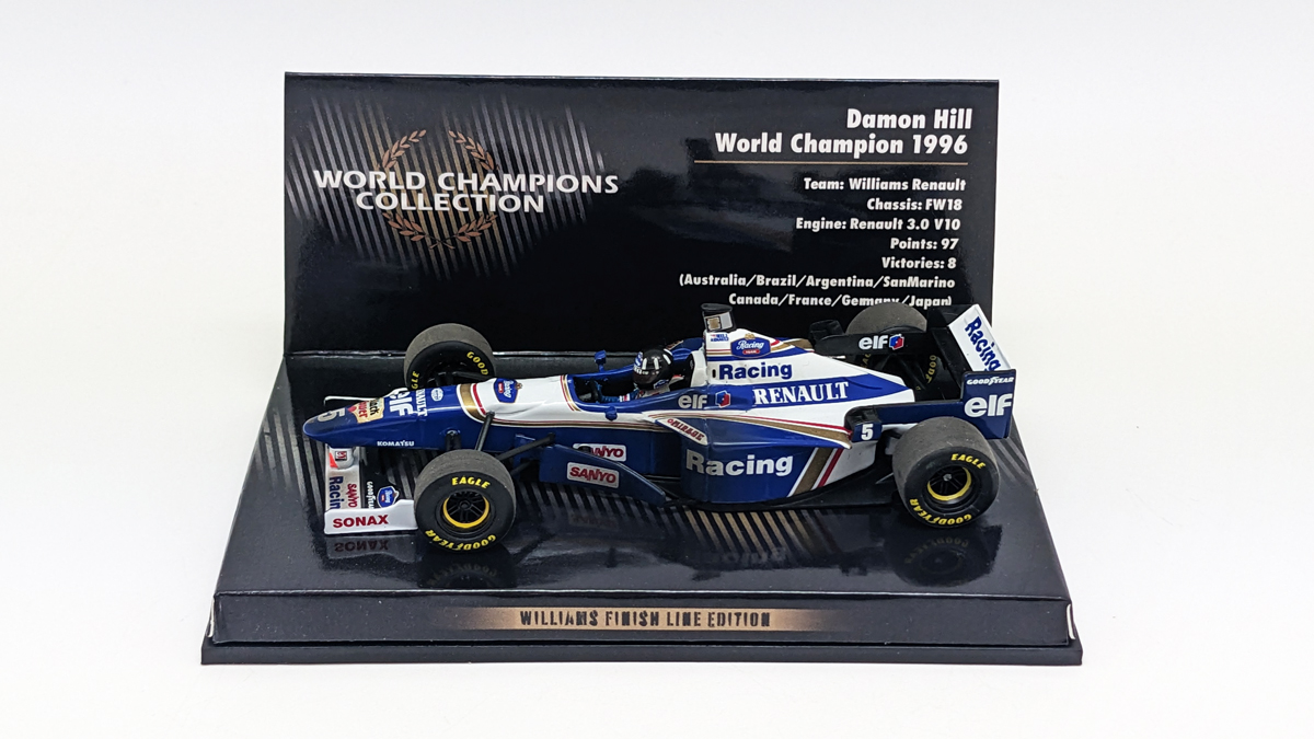 ミニチャンプス 1/43 ウィリアムズ ルノー FW18 デイモン ヒル 1996年 ワールドチャンピオン ウェザリング仕様画像